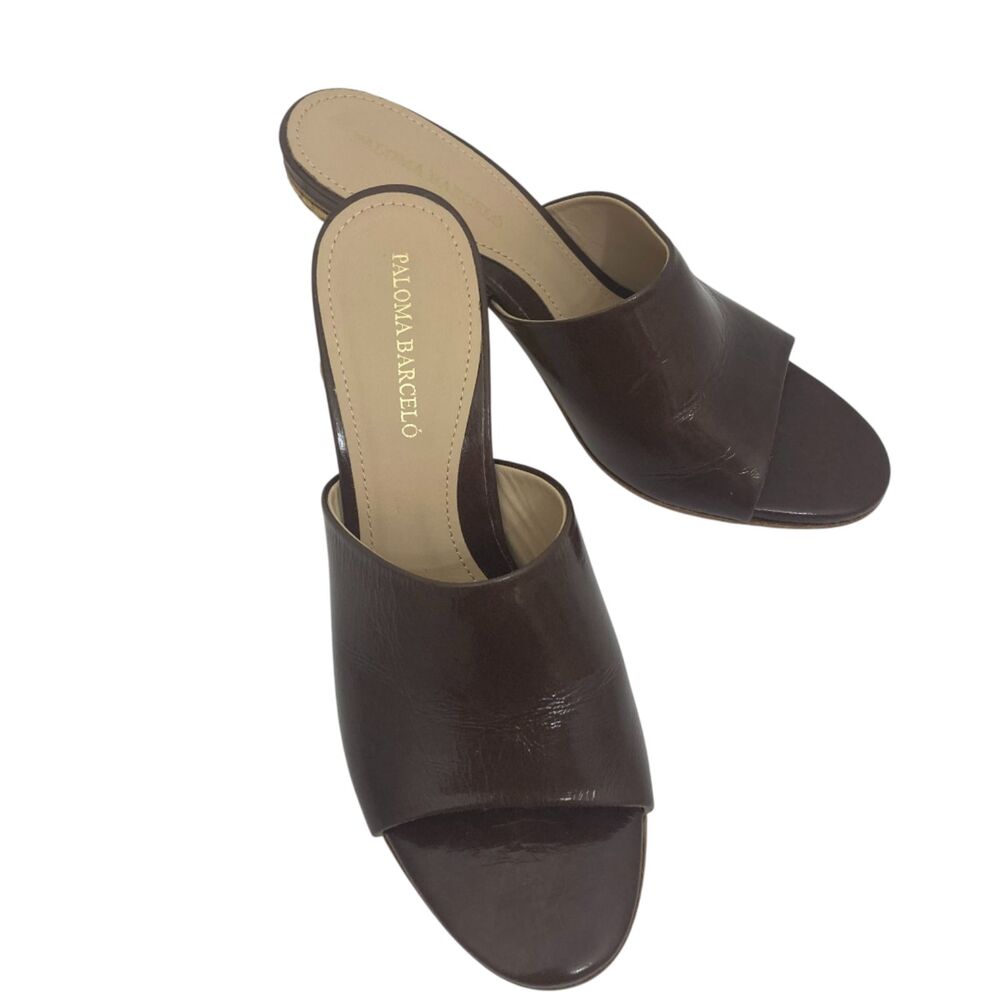 Paloma Barceló Brigite Brown Leather Mules 39 Rope Heel Slides Spain NEW